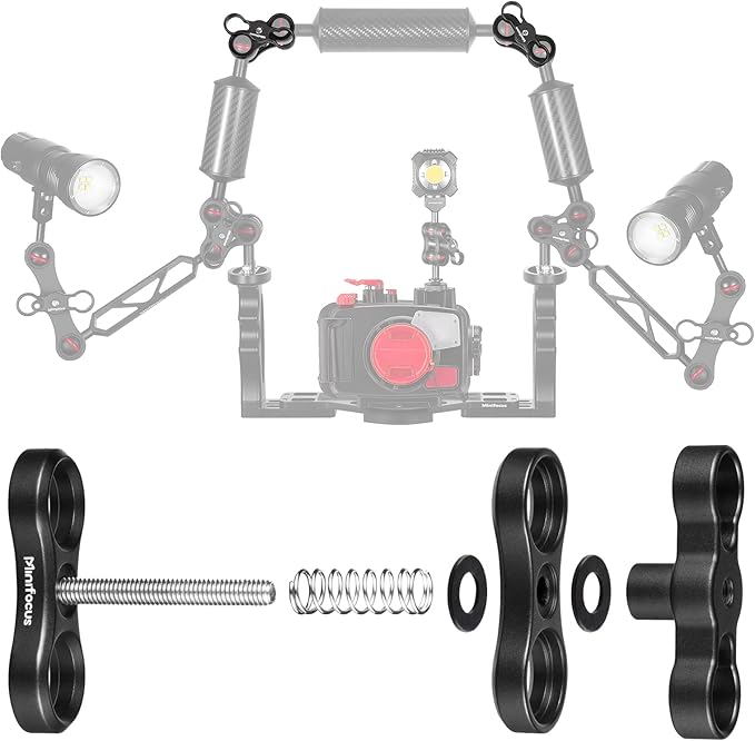 MINIFOCUS 4PCS 1'' Aluminum Ball Clamp Mount for Underwater Diving Light Arms Tray System, Photography Diving Camera, 360° Clip Adapter Bracket for Action Camera Flashlight Arms System