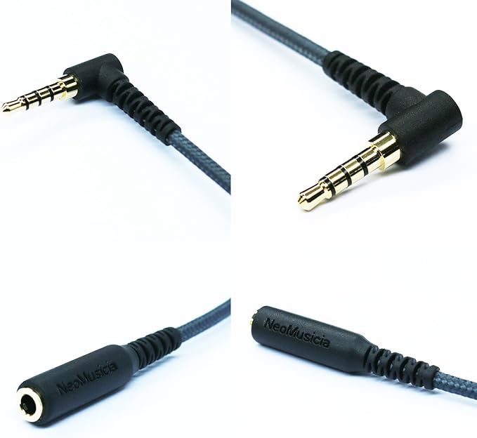 20cm(0.6ft) Right angle 4 pole 3.5mm 1/8 inch male to 4 pole 3.5mm 1/8 inch Female Stereo Audio headphone earphone Extension Cable adapter Cord Tangle-Free Braided wire