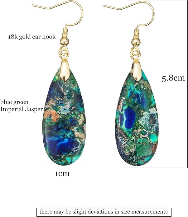 Boho Women Natural Stone Earrings Unique Healing Imperial Jasper Gemstone Energy Hypoallergenic Lightweight Dangle Drop Earrings Multiple Styles Earrings Jewelry for Birthday Party Gift
