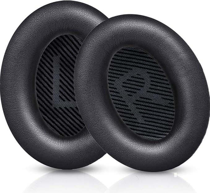 QOQOON Professional Headphone Replacement Ear Pads for Bose QuietComfort 35 2 15 25 Earpads Cushion for QC2 QC15 QC25 SoundTrue SoundLink Around-Ear Headphones (QC35/35ii, Black Cushion + Black Mat)