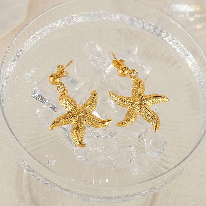 Gold Flower Statement Earrings for Women, Large Chunky Bohomian Summer Beach Floral Earring, Irregular Bold Exaggerated Earrings