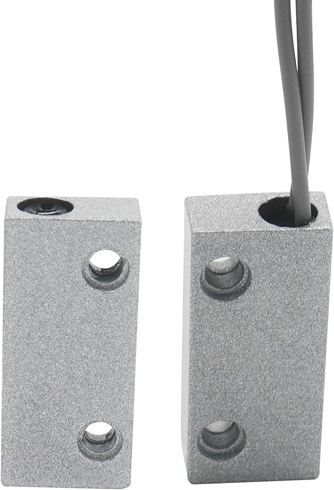 Magnetic Reed Switch Wired Surface Mount Normally Open/Closed NC/NO Contact Sensor Alarm Magnetic Door Switch with 3 Wires, Zinc Alloy Sliver, MC-51