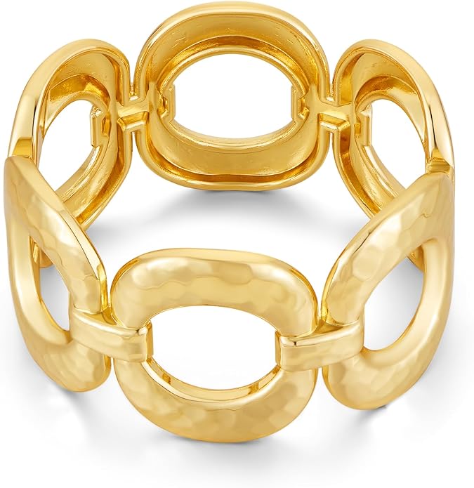 Chunky Gold Bracelet for Women - Bold Bangle and Statement Adjustable Bracelet, Modern Chunky Jewelry Collection
