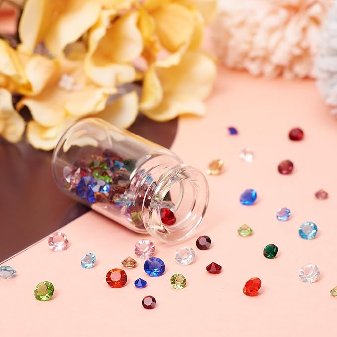 Fashewelry 180pcs 3mm/4mm/5mm Crystal Glass Birth Stone Cabochons 12 Colors Mini Pointed Back Faceted Diamante Rhinestone Gems for Floating Living Memory Charm Bracelet Necklace Nail Art Craft