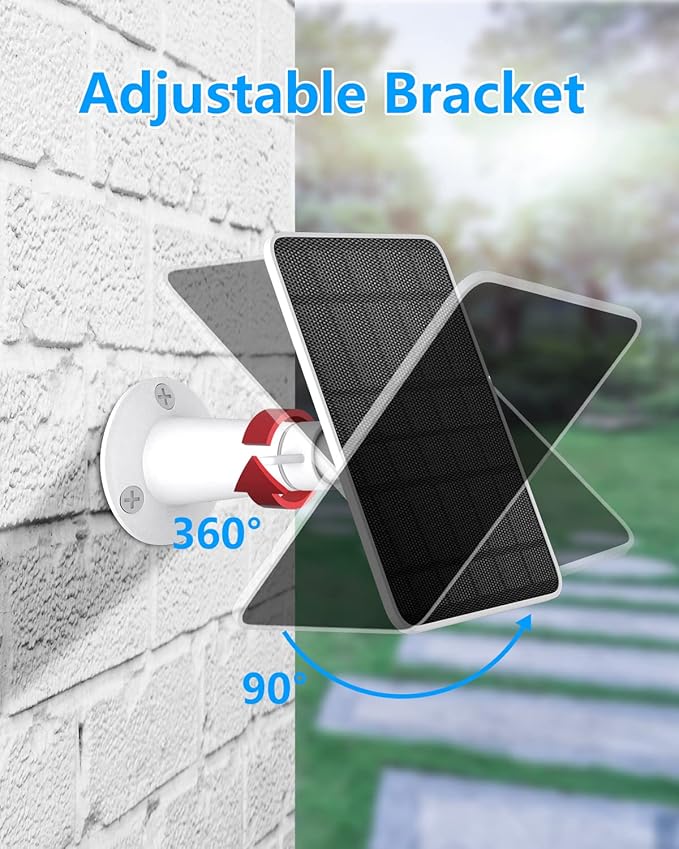 Solar Panel Charger Compatible with Eufycam 3/3C/2C/2C Pro/E40/E20/2/2 Pro/E/L20/L40/Solo/SoloCam Spotlight, 5W Solar Panel for Eufy Camera, Micro USB & USB-C Port, 9.8ft Cable, P65 Waterproof, 4 Pack