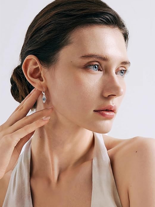 Tahitian Black Pearl Earrings Gifts for Women Wife Celtic Dangle Drop Earrings Wedding Birthday Anniversary Jewelry Valentines Christmas Day Gifts 925 Sterling Silver