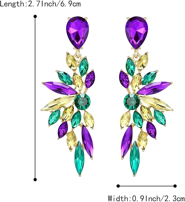 BriLove Women's Wedding Bridal Crystal Teardrop Multi Marquise Cluster Bling Dangle Earrings