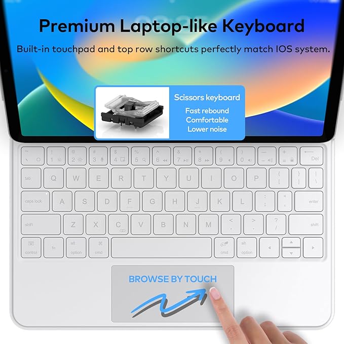 Keyboard Case for iPad 10th Generation 2022 & 11th (A16, 2025) – Magic-Style Keyboard with Multi-Touch Trackpad – Floating Cantilever Stand – Magnetic Case for iPad 10.9 inch 10th / 11th Gen.