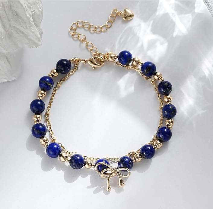 Luxury Handmade Natural Crystal Gemstone Bracelet 14K Gold-Plated Chain,Elegant Unique Jewelry for Women Gift Ready for Her Girlfriend Mother