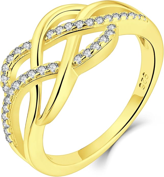 YL Celtic Knot Rings 925 Sterling Silver Twisted Knot Ring Birthstone Infinity Statement Jewelry for Women-size5
