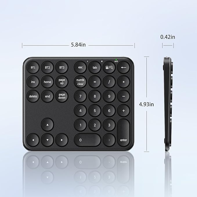 iClever Bluetooth Number Pad, Portable Wireless Number Pad, Aluminum Rechargeable 35-Keys Numeric Keypad for Multi-Devices, Compatible for Laptop, Mac, iMac, Tablet, PC and Desktop