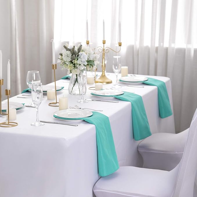 25pcs Polyester Cloth Napkins - 20 x 20 inch Turquoise Washable Dinner Napkins with Hemmed Edges for Restaurant/Wedding/Hotel(25,Turquoise)
