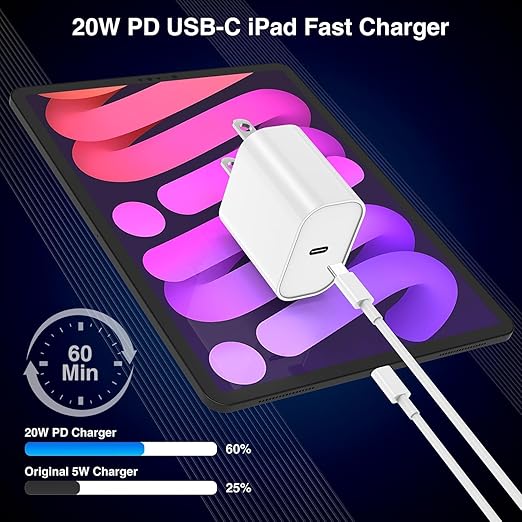 [3 Pack] Long 10FT iPad Pro Charger 20W Fast Wall Charger Block,10Foot USB C to C Cable Fast Charging for iPad Pro 13/12.9/11 inch 2018-2025,iPad 11,iPad Air,Mini 7th/iPhone 16/15 Pro/15 Pro Max