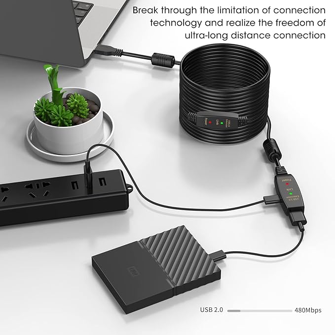 LDKCOK 150FT Active USB Extension Cable 2.0 Male to Female with A Extension chipset Signal Booster - Active Extension/Repeate