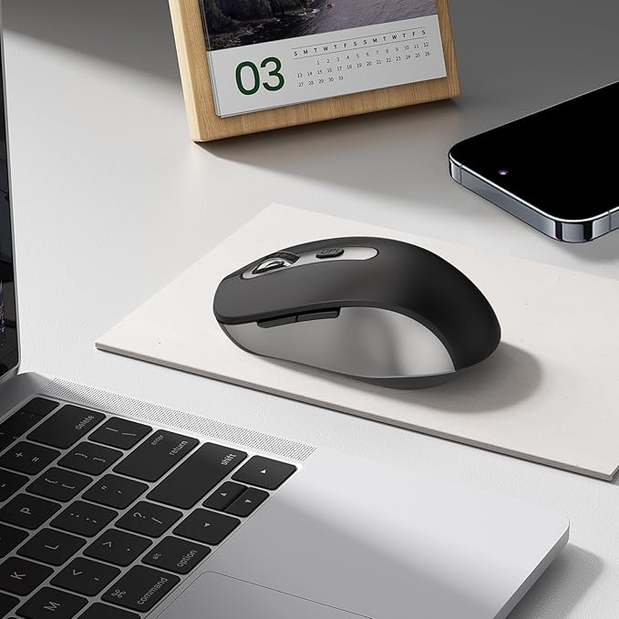 Wireless Mouse for Laptop, PC, Chromebook, Mac, MacBook, Silent Wireless Mouse with USB Nano Receiver, Side Button, 2400 DPI, Anti Slip Roller, 6 Button Ergonomics Cordless Computer Mice - Black Gray