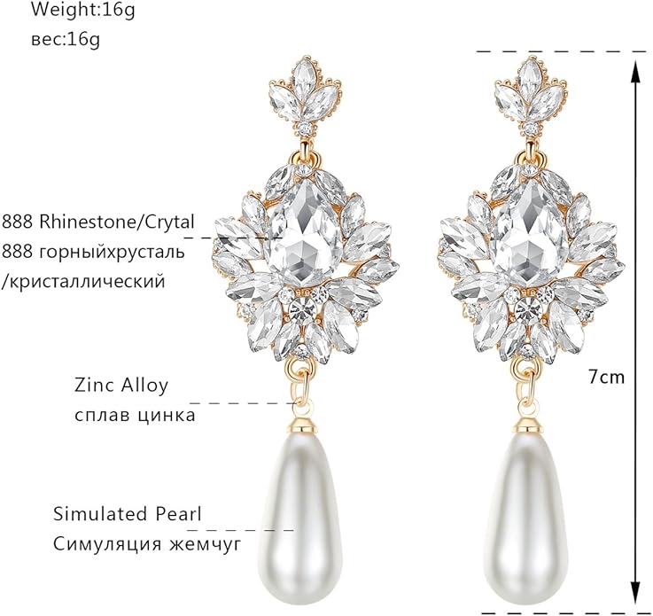 mecresh Flower Teardrop Bridal Wedding Dangle CZ Earrings in Silver/Gold Tone for Women Girl Bride Gift …