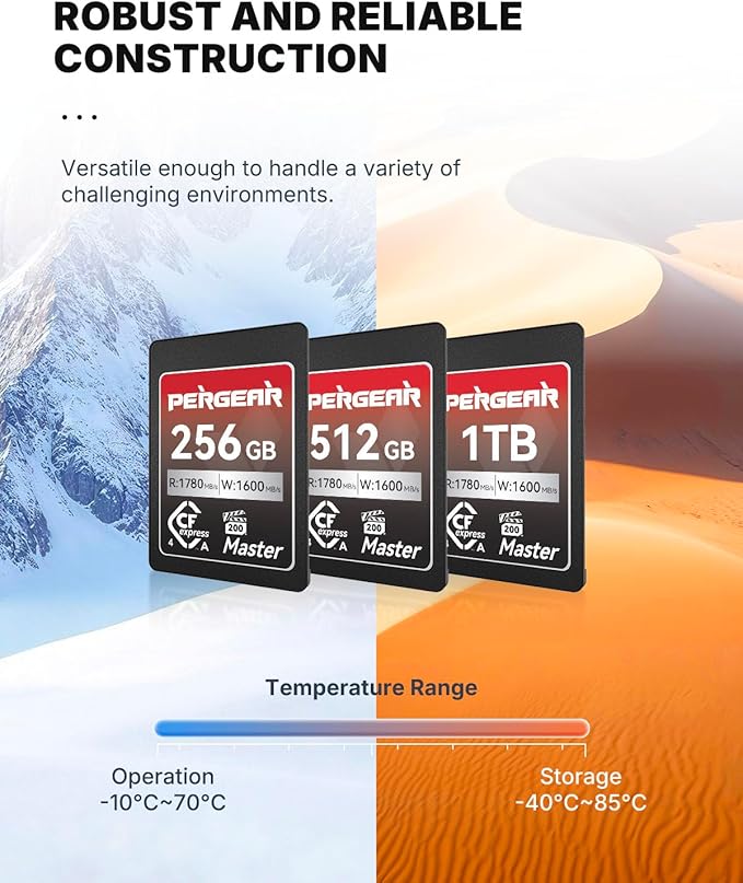 Pergear 256GB CFexpress 4.0 Type A Memory Card VPG200, Up to 1780MB/s Read Speed & 1600MB/s Write Speed for 4K 120P, 8K 30P Video Recording(Master Series), Compatible for Sony Alpha & FX Cameras