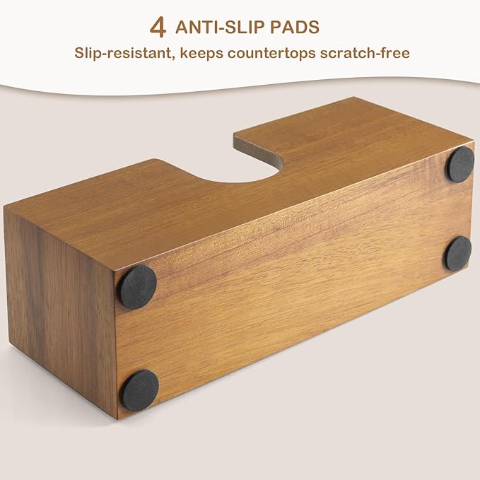 Guest Towel Holder for Bathroom, Acacia Wood Upright Napkin Holder for Kitchen Dining Table, Disposable Paper Hand Towel Holder, Napkin Dispenser for Countertop