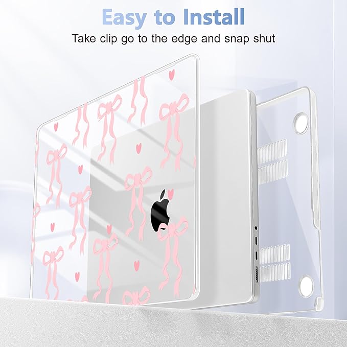 for MacBook Pro 16 inch Case 2021 2022 2023 2024 Release A3186 A3403 M4 A2991 M3 A2780 M2 A2485 M1 Pro/Max, Hard Shell Case with Screen Protector & Keyboard Cover, Bow