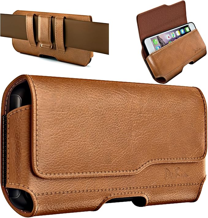 DeBin Case for Galaxy A15 A25 A35 A54 5G A53 A52 A51 A50 A20 Note 20 10+ Note 9 8 XCover Pro S24 FE S23 FE Cell Phone Belt Holder Holster Clip Pouch Cover (Fits Samsung Phone with Otterbox Case) Brown