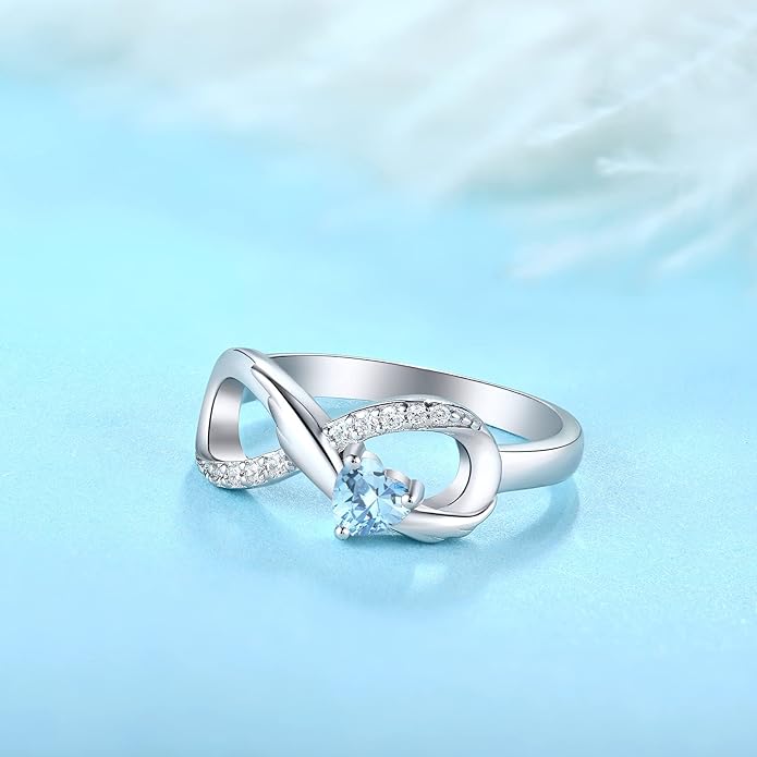 STARCHENIE Infinity Promise Ring 925 Sterling Silver Angel Wings Heart Ring for Women Size 5-10