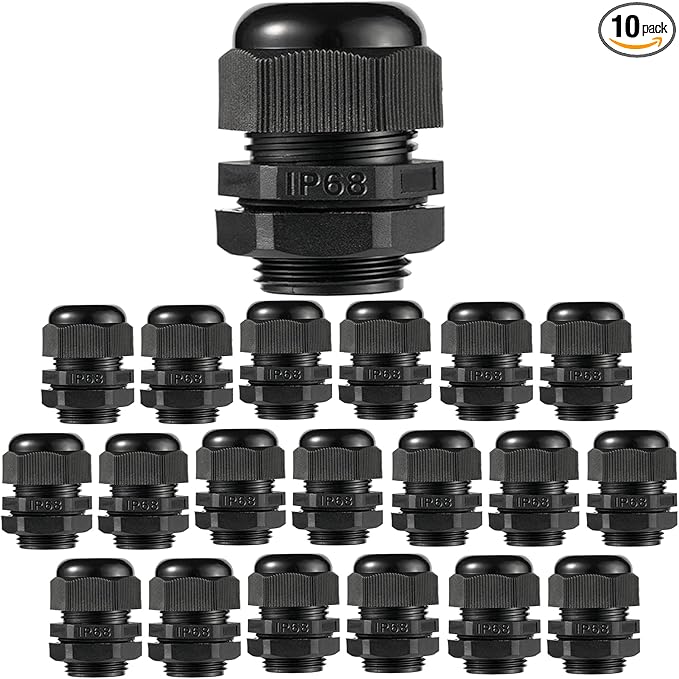 PENGLIN Cable Glands 1" NPT Nylon Cable Connector, Strain Relief Cord Connector, IP68 Waterproof Adjustable Locknut(1 Inch (20-Pack))