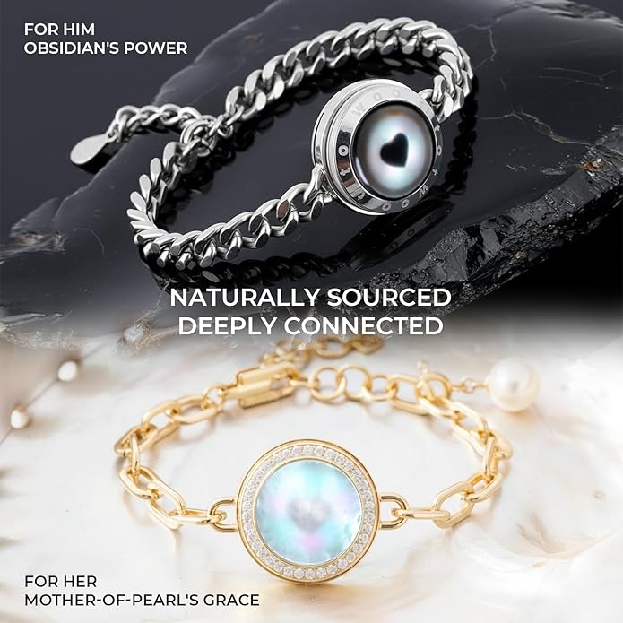 TOTWOO Long Distance Touch Bracelets for Couples, Smart Light & Vibration Love Jewelry, Long Distance Valentines Day Gifts for Him Her Women Men, One-to-One Bluetooth Pairing via App