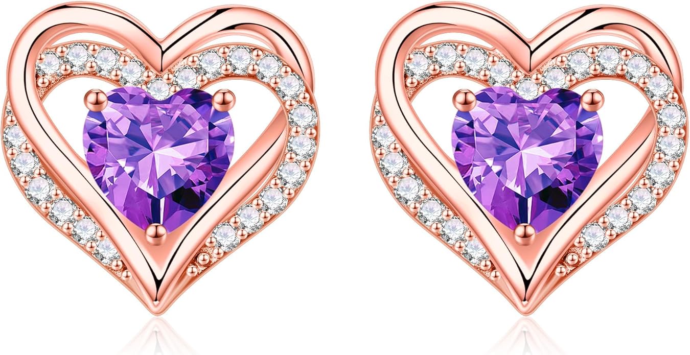 Iefil Valentine Day Gifts for Her - 925 Sterling Silver Heart Stud Earrings Birthday Gifts for Women
