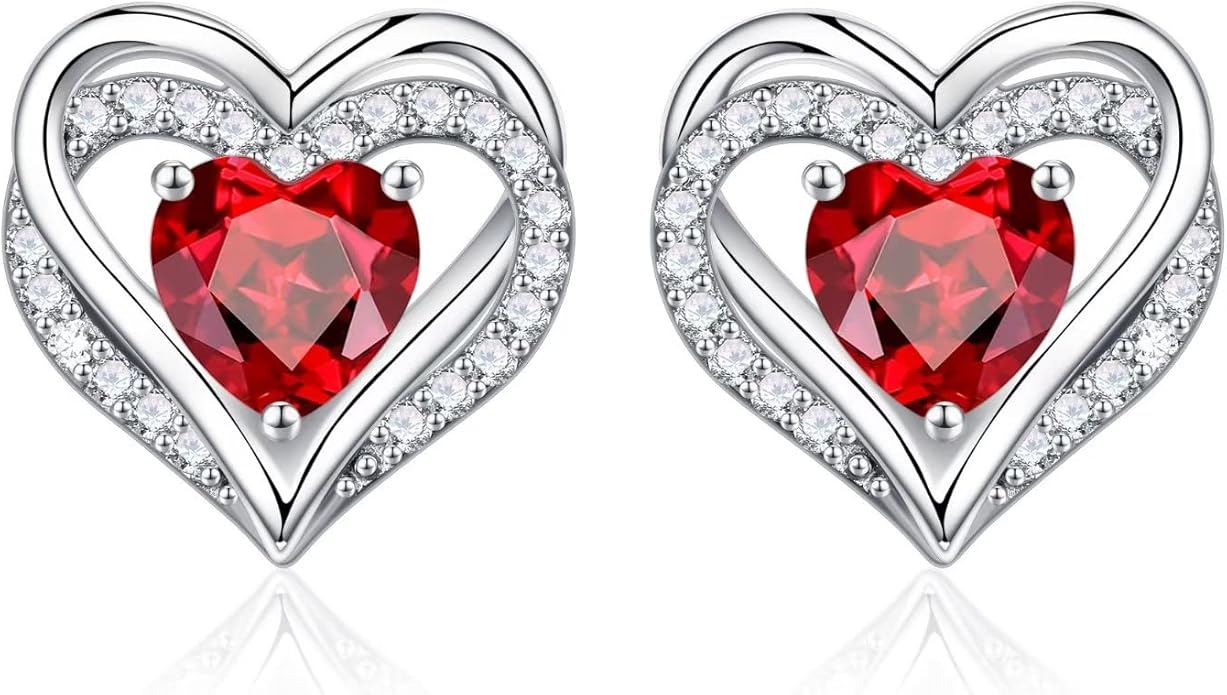 Iefil Valentine Day Gifts for Her - 925 Sterling Silver Heart Stud Earrings Birthday Gifts for Women