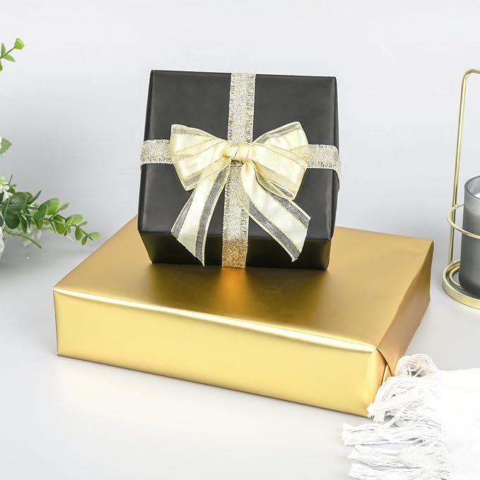 NESCCI Matte Metal Wrapping Paper, Solid Color Paper-2 Roll,17.5 Inches X 32.8 Feet Per Roll,Gift Wrapping Paper,Perfect for Wedding,Valentine's Day,Birthday,Baby Shower,DIY Bouquet
