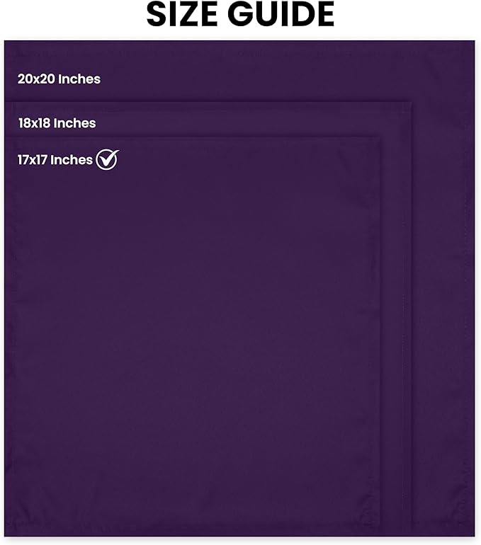 Utopia Home [24 Pack, Purple] Cloth Napkins 17x17 Inches, 100% Polyester Hemmed Edges, Washable and Reusable Ideal for Parties, Weddings and Dinners