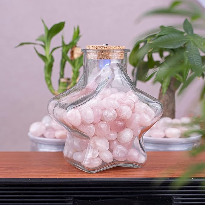 Polished Rose Quartz Crystal Set, 0.4", 128 Pcs - Handpicked Tumbled Stones and Crystals Bulk for Healing, Reiki, Meditation, Witchcraft and Home Decor