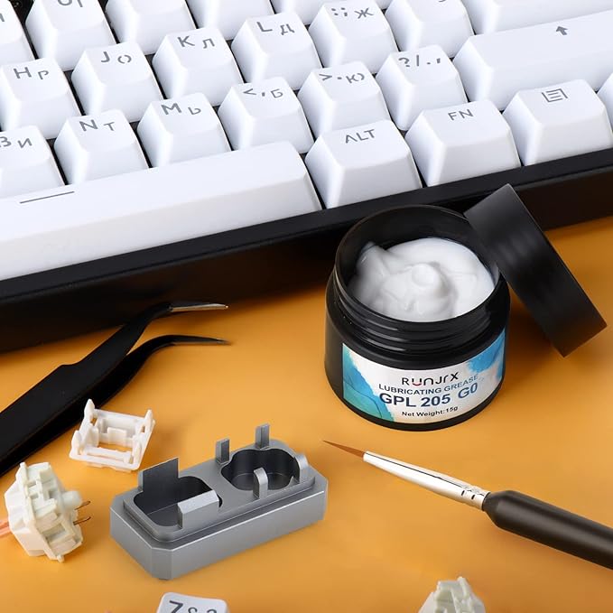 YIMAGUJRX RUNJRX Switch Lube Kit GPL 205G0 0.53oz/15g, Switch Opener for MX Cherry Akko Panda Kailh Switch,Lube Brush for Keyboard Switches