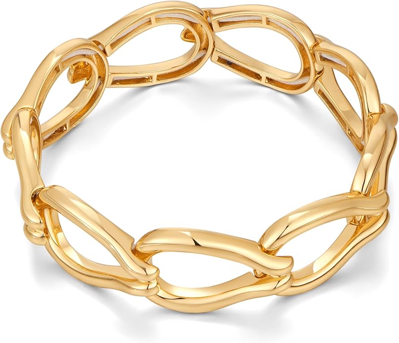 Chunky Gold Stretch Bracelet for Women Adjustable Elastic Chain Bracelet Bold Statement Bracelet Trendy Jewelry