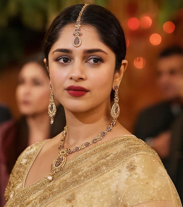 Touchstone Indian jewelry sets for women maang tikka wedding guest gold necklace bollywood jewellery set pageant elegant prom bride accessories western crystal chunky rhinestone necklaces