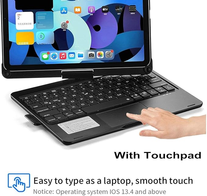 Touchpad Keyboard Case for iPad (A16) 11th Gen 2025/iPad 10th Generation 2022, Backlit Trackpad Keyboard Folio Smart 360° Rotatable Stand Cover with Pencil Holder, Rose Gold
