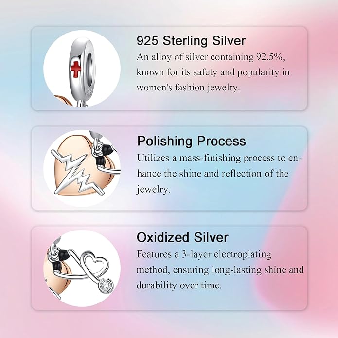 Birthday Fashion Love Heart Dangle Charm 925 Sterling Silver Charms fits Bracelets and Necklace Pendant Bead Charms Jewelry Present for Women Family Friends