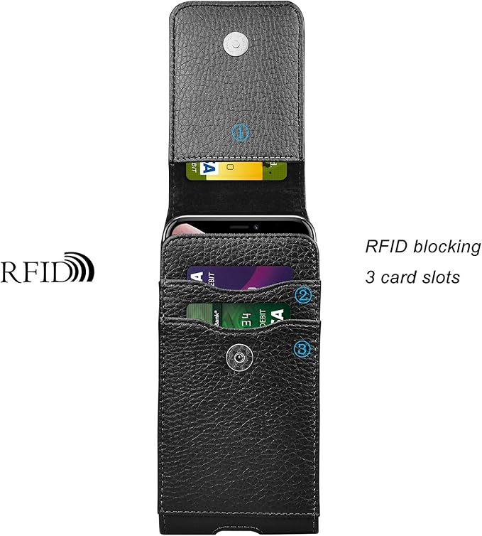Phone Holster for Samsung Galaxy S25 S24 S23 S22 S21 S20 FE S10 S9 A51 A52 A53 Note 20 Note 10 Plus LG Stylo 5 PU Leather Case Pouch Belt5 Phone Holder with Belt Clip,Black