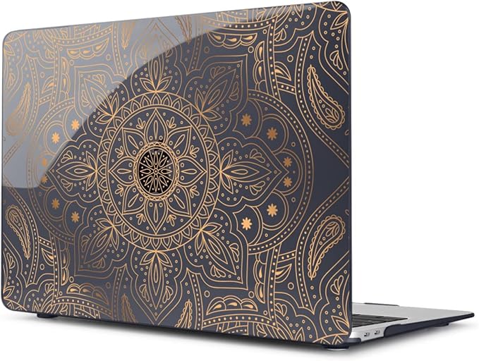 Teryeefi Compatible with MacBook Air 13 inch Case M1 Chip A2337 A2179 A1932 Retina Display Touch ID (A2018 2019 2020 Release), Plastic Hard Shell & Keyboard Cover & Screen Protector,Gold Mandala