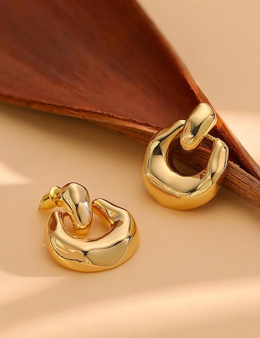 14K Gold Plated Knot Statement Earrings for Women Hypoallergenic Chunky Drop Dangle Earrings - Lightweight Fashion Accessories Gold Jewelry Gifts for Womens Trendy