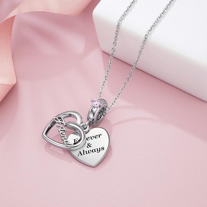DALARAN Sister Mother Daughter Wife Charms for Bracelet Forever Always Love Charm for Birthday Christmas Sterling Silver Dangle Charm