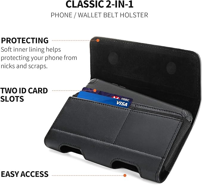BECPLT for Samsung Galaxy S25 S24 S23 S22 5G S21 5G Holster Case, for iPhone 17 Pro 17 16 15 Pro Leather Pouch Case Holster with Belt Clip & Belt Loops with Card Holder for Apple iPhone 15 14 13 12