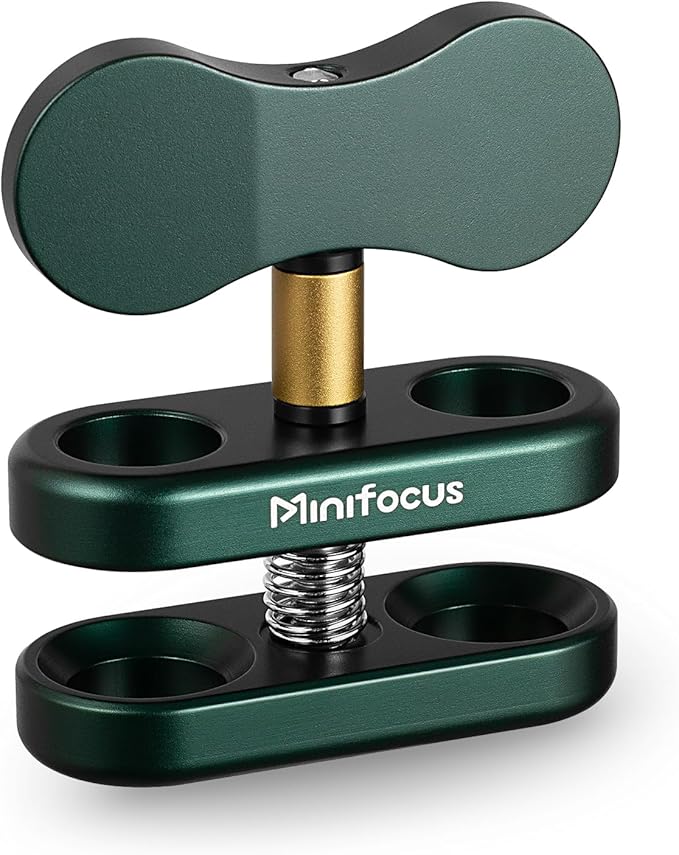 MINIFOCUS Aluminum 1" Ball Clamp Mount, Double Socket Arm, 360° Spring Clip Adapter Bracket Holder for Underwater Diving Photography System, Compatible with B Size 1" Ball Components for RAM