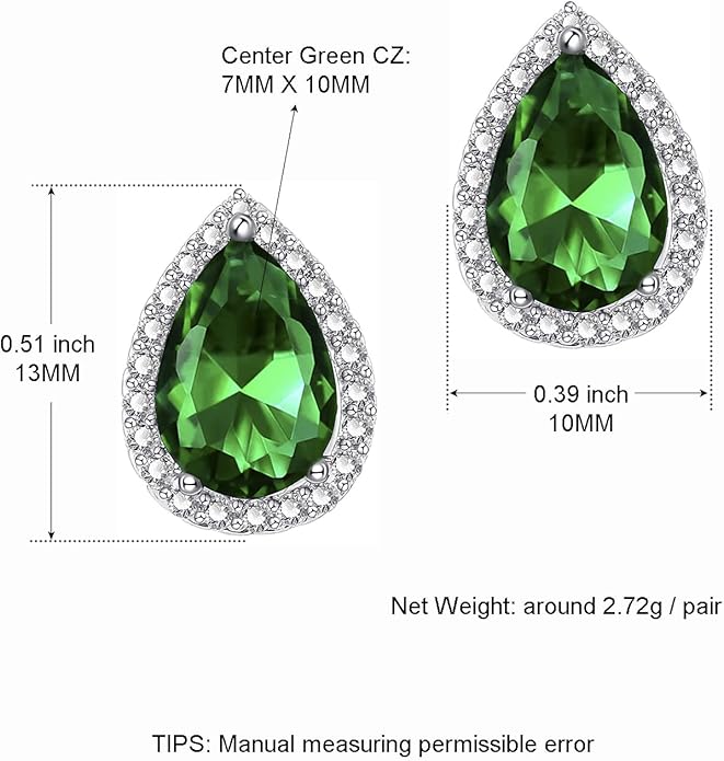 YOMELA Cubic Zirconia Earrings Studs, Halo CZ Birthstone Simulated Diamond Stud Earrings for Women