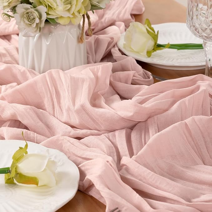 Dusty Pink Table Runner Cheesecloth Table Runner 10 Pack 10FT Farmhouse Table Runners 120 Inches Fall Table Decor Dining Room Centerpiece Wedding Boho Baby Shower Birthday