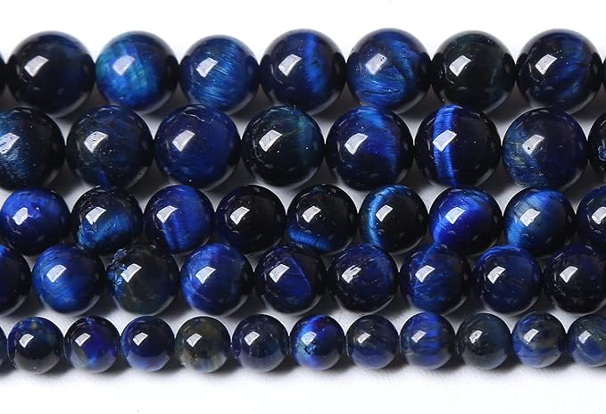 Lapis Lazuli Blue Tiger Eye Beads Natural Stone Round Loose Beads Energy Gemstone Healing Power for Jewelry Making 1 Strand 8mm 46pcs 15"