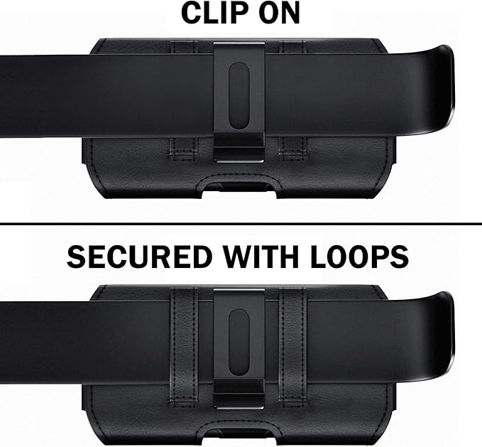 DeBin Case for Galaxy S25 Ultra S24 Ultra 5G, S24 FE, S23 Ultra, S22 Ultra, S21 Ultra, Note 20 Ultra - Cell Phone Belt Holster with Clip Pouch Holder Cover (Fits Samsung Phone with Case on) Black