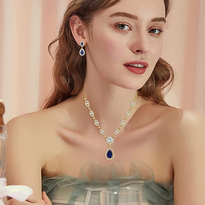 GULICX AAA Cubic Zirconia CZ Silver Plated Base Women's Party Jewelry Set Earrings Pendant Necklace
