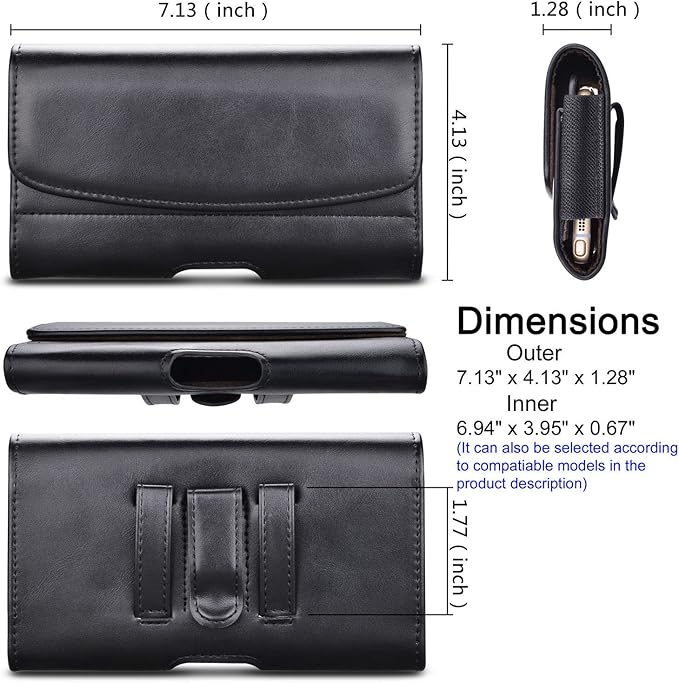 Phone Holster for Samsung Galaxy S25 S24 S23 S22 S21 Ultra S20 FE S10 S9+ S8+ Note 20 A12 A32 A52 A02S A11 A21 A51 PU Leather Cell Phone Pouch with Belt Clip Loop Card Holder,Black
