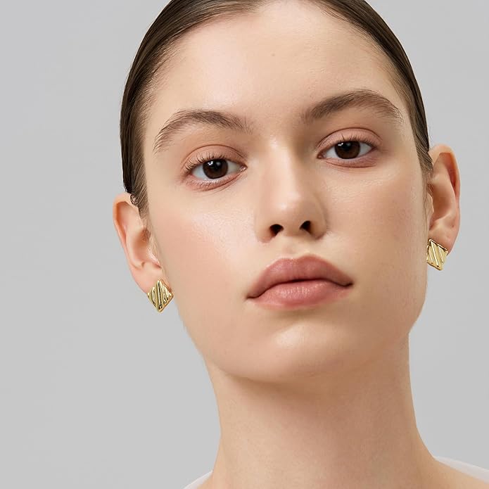 18K Gold Plated Huggie Hoop Earrings for Women, 925 Sterling Silver Post, Hypoallergenic Small Earrings